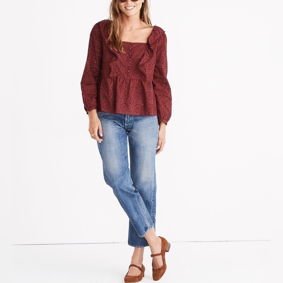 Madewell Eyelet Pom-Pom Top Large - Picture 4 of 10